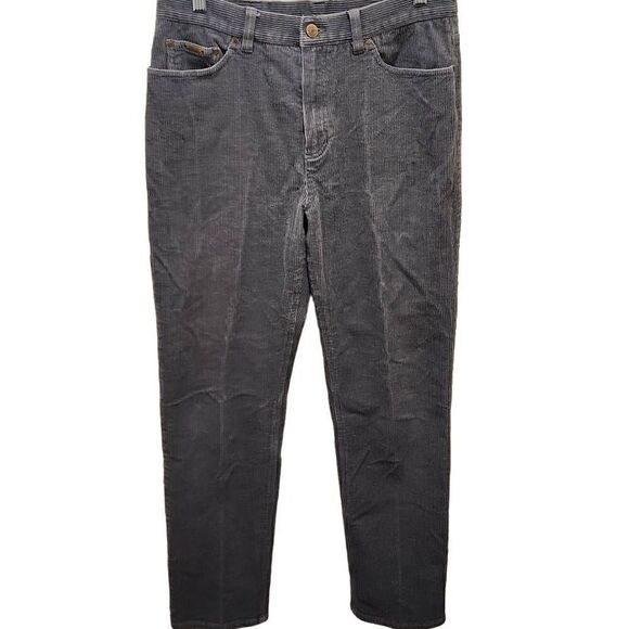 Lauren Ralph Lauren Green Label Gray Corduroy Pants Straight Leg Women's Size 10 - Picture 1 of 11
